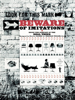 Beware of Imitations! A poster describing the rise of importance of branding in furniture and design.. 