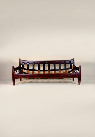Sheriff Sofa in Espresso Dark Brown Leather by Sergio Rodrigues , Circa 1957  Brazilian Modern