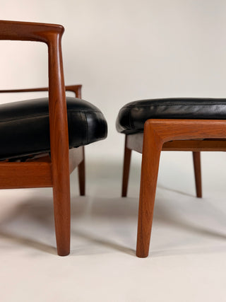 Folke Ohlsson Recliner and Ottoman for Dux in Black Leather