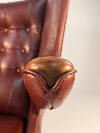 Hans Wegner Papa Bear Chair & Ottoman AP 19 in Leather, circa 1950’s