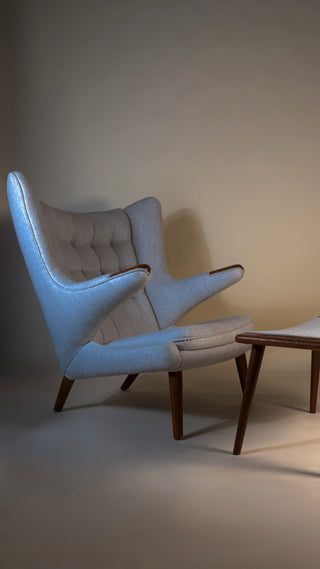 Hans Wegner Papa Bear Chair and Ottoman by AP Stolen circa 1950's