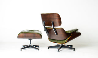 (On Hold) 1st Generation Eames Lounge Chair and Ottoman in New moss Green Leather