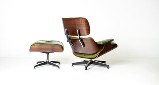 (On Hold) 1st Generation Eames Lounge Chair and Ottoman in New moss Green Leather