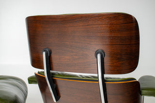 (On Hold) 1st Generation Eames Lounge Chair and Ottoman in New moss Green Leather