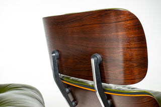(On Hold) 1st Generation Eames Lounge Chair and Ottoman in New moss Green Leather