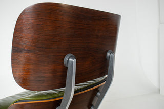 (On Hold) 1st Generation Eames Lounge Chair and Ottoman in New moss Green Leather