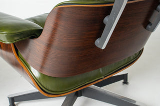 (On Hold) 1st Generation Eames Lounge Chair and Ottoman in New moss Green Leather