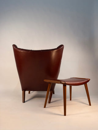 Hans Wegner Papa Bear Chair & Ottoman AP 19 in Leather, circa 1950’s