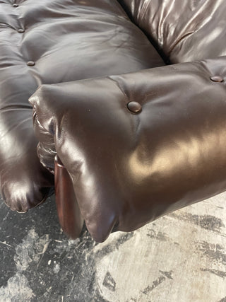 Sheriff Sofa in Espresso Dark Brown Leather by Sergio Rodrigues , Circa 1957  Brazilian Modern