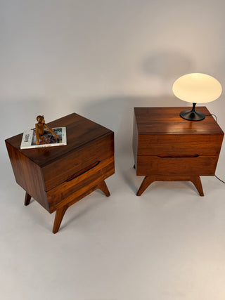 Pair of Solid Walnut Nightstands by Ace Hi