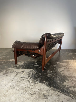 Sheriff Sofa in Espresso Dark Brown Leather by Sergio Rodrigues , Circa 1957  Brazilian Modern