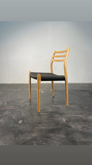 Set of 10 Niels Otto Møller Dining Chairs Model 78 and 62 in Maple & Black Danish Cord