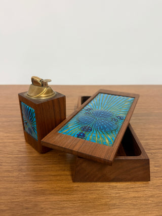 Annemarie Davidson Ghostline Enamel and Wood Lighter and Box