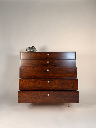 George Nelson Thin Edge Tall Dresser in Rosewood by Herman Miller – Mid‑Century Modern Masterpiece