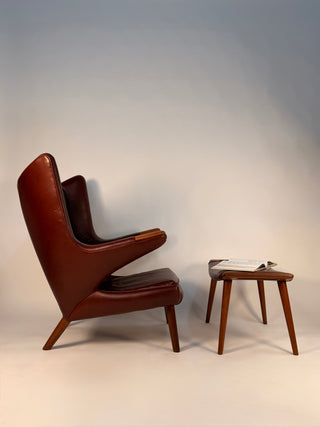 Hans Wegner Papa Bear Chair & Ottoman AP 19 in Leather, circa 1950’s