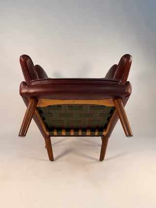 Hans Wegner Papa Bear Chair & Ottoman AP 19 in Leather, circa 1950’s