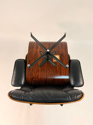Dramatic Striped Eames Lounge Chair & Ottoman 670/671 – 3rd Generation: Early 1970s | Rosewood & Black Leather