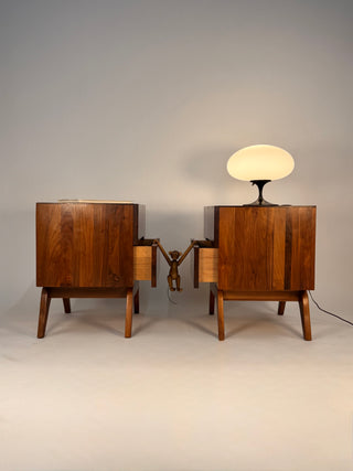 Pair of Solid Walnut Nightstands by Ace Hi