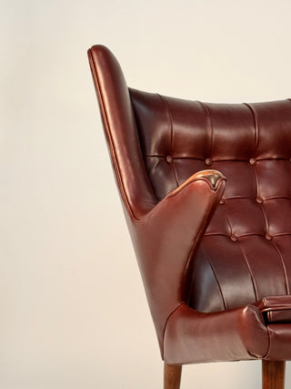 Hans Wegner Papa Bear Chair & Ottoman AP 19 in Leather, circa 1950’s