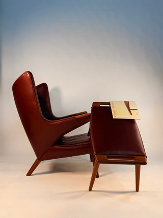 Hans Wegner Papa Bear Chair & Ottoman AP 19 in Leather, circa 1950’s
