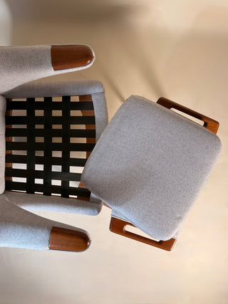 Hans Wegner Papa Bear Chair and Ottoman by AP Stolen circa 1950's