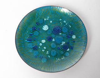 Annemarie Davidson “Ghostline” Enamel Plate, California, 1960s — Rare Blue, Green, & White Edition