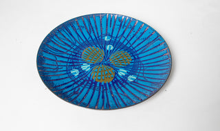 Rare Annemarie Davidson Enamel Catch-All Dish — “Blue Ghostline,” 1960s