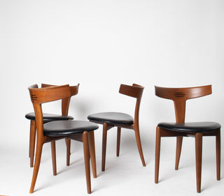 Rare Set of 4 Teak Dining Chairs by Palle Petersen & Erik Andersen, Denmark Circa 1950's