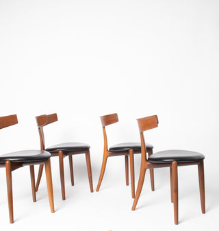 Rare Set of 4 Teak Dining Chairs by Palle Petersen & Erik Andersen, Denmark Circa 1950's