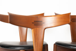 Rare Set of 4 Teak Dining Chairs by Palle Petersen & Erik Andersen, Denmark Circa 1950's