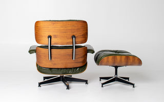 3rd Generation Eames Lounge Chair in Brazilian Rosewood and New Moss Green Leather