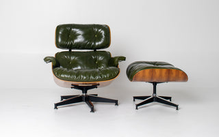 3rd Generation Eames Lounge Chair in Brazilian Rosewood and New Moss Green Leather