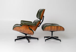 3rd Generation Eames Lounge Chair in Brazilian Rosewood and New Moss Green Leather