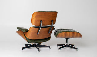 3rd Generation Eames Lounge Chair in Brazilian Rosewood and New Moss Green Leather