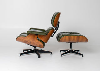 3rd Generation Eames Lounge Chair in Brazilian Rosewood and New Moss Green Leather