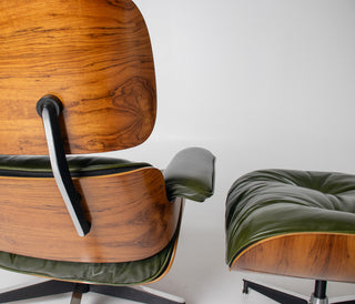 3rd Generation Eames Lounge Chair in Brazilian Rosewood and New Moss Green Leather