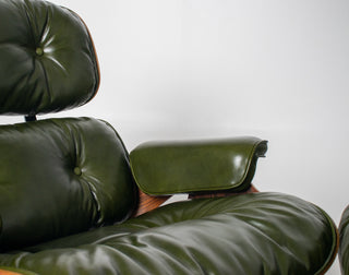 3rd Generation Eames Lounge Chair in Brazilian Rosewood and New Moss Green Leather