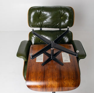 3rd Generation Eames Lounge Chair in Brazilian Rosewood and New Moss Green Leather