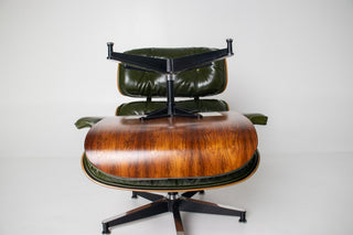 3rd Generation Eames Lounge Chair in Brazilian Rosewood and New Moss Green Leather