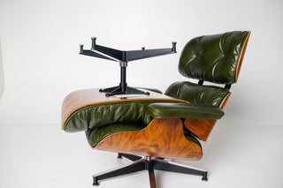 3rd Generation Eames Lounge Chair in Brazilian Rosewood and New Moss Green Leather