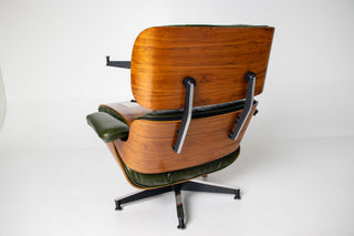 3rd Generation Eames Lounge Chair in Brazilian Rosewood and New Moss Green Leather