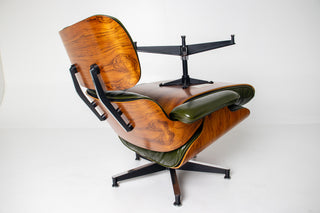 3rd Generation Eames Lounge Chair in Brazilian Rosewood and New Moss Green Leather