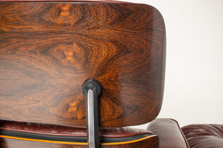 3rd Generation Eames Lounge Chair in Brazilian Rosewood and Oxblood Leather by Herman Miller