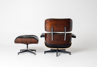 2nd Generation Eames Lounge Chair and Ottoman in Rosewood & Black Leather