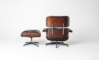 2nd Generation Eames Lounge Chair and Ottoman in Rosewood & Black Leather