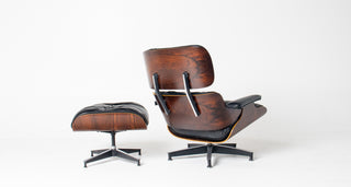 2nd Generation Eames Lounge Chair and Ottoman in Rosewood & Black Leather