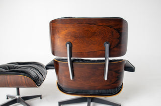 2nd Generation Eames Lounge Chair and Ottoman in Rosewood & Black Leather