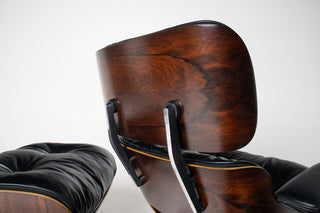 2nd Generation Eames Lounge Chair and Ottoman in Rosewood & Black Leather