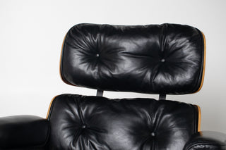 2nd Generation Eames Lounge Chair and Ottoman in Rosewood & Black Leather