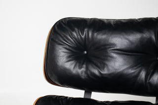 2nd Generation Eames Lounge Chair and Ottoman in Rosewood & Black Leather